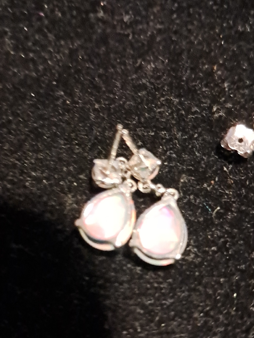 Opal Teardrop Drop Earrings - Pink Opal Look - Picture 3 of 3